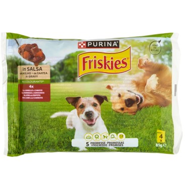 FRISKIES Wet Dog Πολυσυσκευασία με Αρνί & Καρότα σε σάλτσα 4x85gr