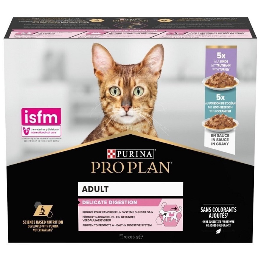 Pro Plan Wet Cat Multipack ADULT DELICATE Digestion OCEAN FISH & TURKEY sauce (10x85g) PRO PLAN