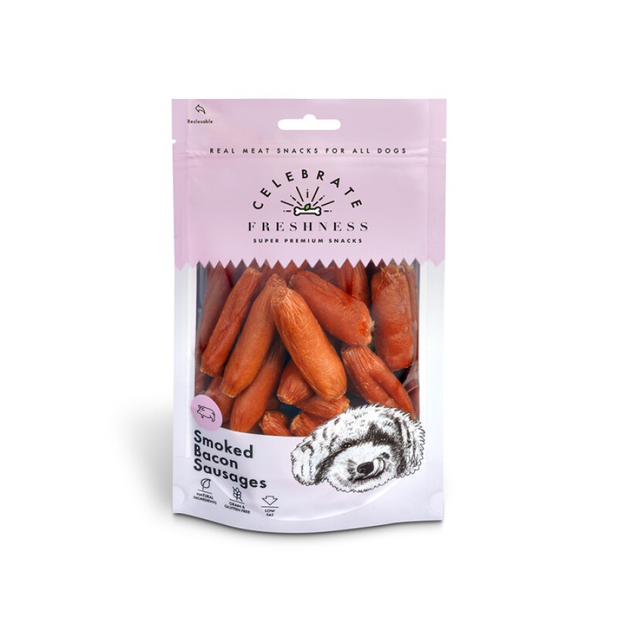 CELEBRATE GRAIN FREE SMOKED BACON SAUSAGES 100GR ΣΚΥΛΟΣ