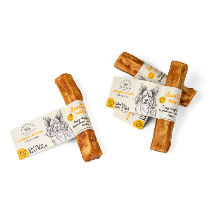 CELEBRATE COLLAGEN DENTAL CHICKEN STAR STICK 1pcs 12.5cm CELEBRATE FRESHNESS