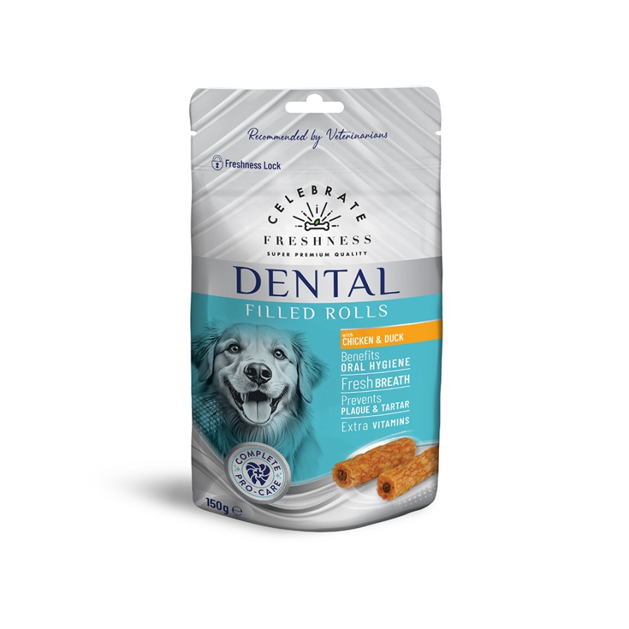 CELEBRATE FRESHNESS DENTAL FILLED ROLLS CHICKEN & DUCK 150gr CELEBRATE FRESHNESS