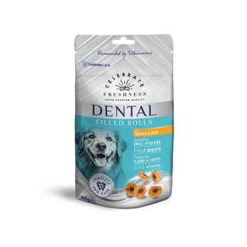 CELEBRATE FRESHNESS DENTAL FILLED ROLLS CHICKEN & DUCK 100gr