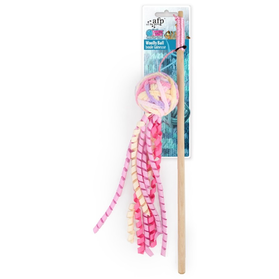 AFP Παιχνίδι Γάτας Knotty Habit Woolly Ball Wand Ρόζ AFP