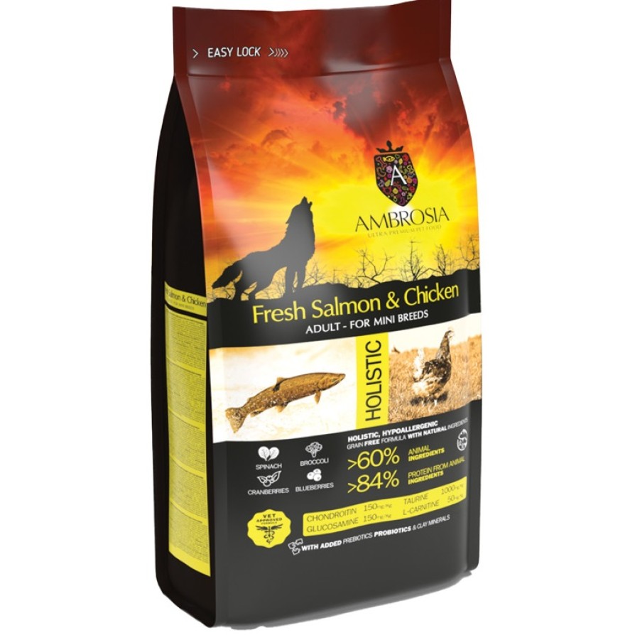 AMBROSIA GRAIN FREE ADULT MINI ΚΟΤΟΠΟΥΛΟ & ΣΟΛΟΜΟΣ  AMBROSIA GRAIN FREE ADULT MINI ΚΟΤΟΠΟΥΛΟ & ΣΟΛΟΜΟΣ