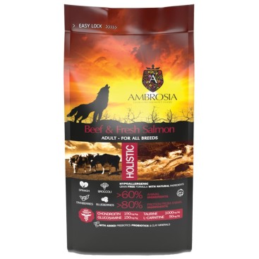 AMBROSIA GRAIN FREE ADULT BEEF & FRESH SALMON