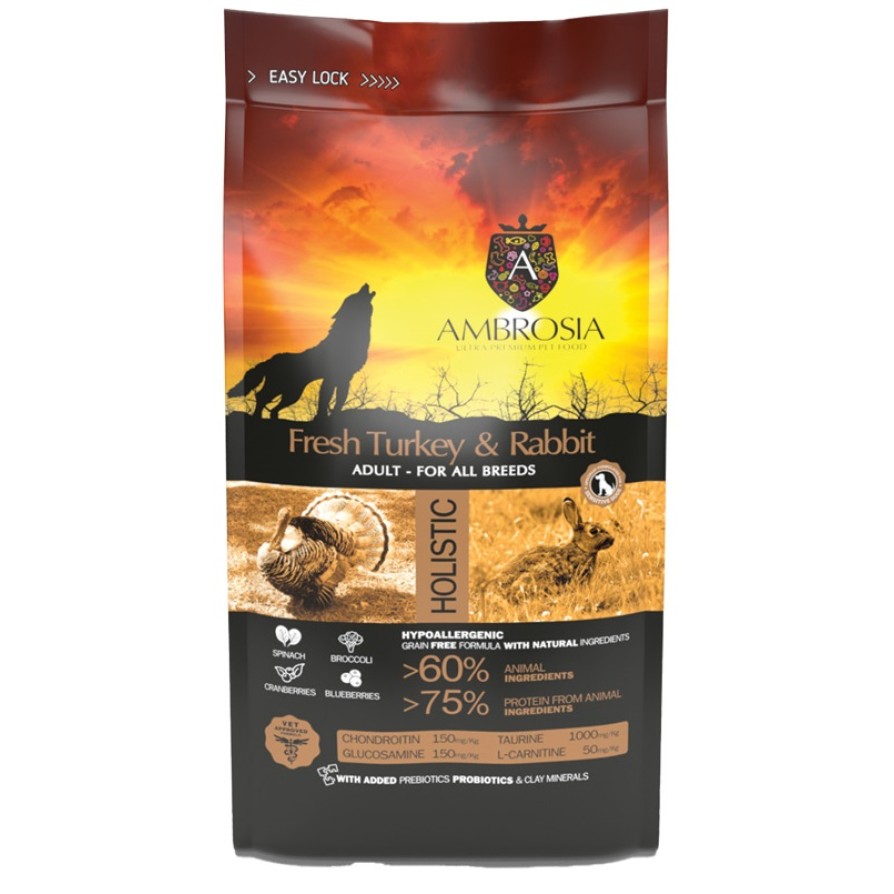AMBROSIA GRAIN FREE ADULT SENSITIVE FRESH TURKEY & RABBIT AMBROSIA AMBROSIA GRAIN FREE ADULT SENSITIVE FRESH TURKEY & RABBIT AMBROSIA