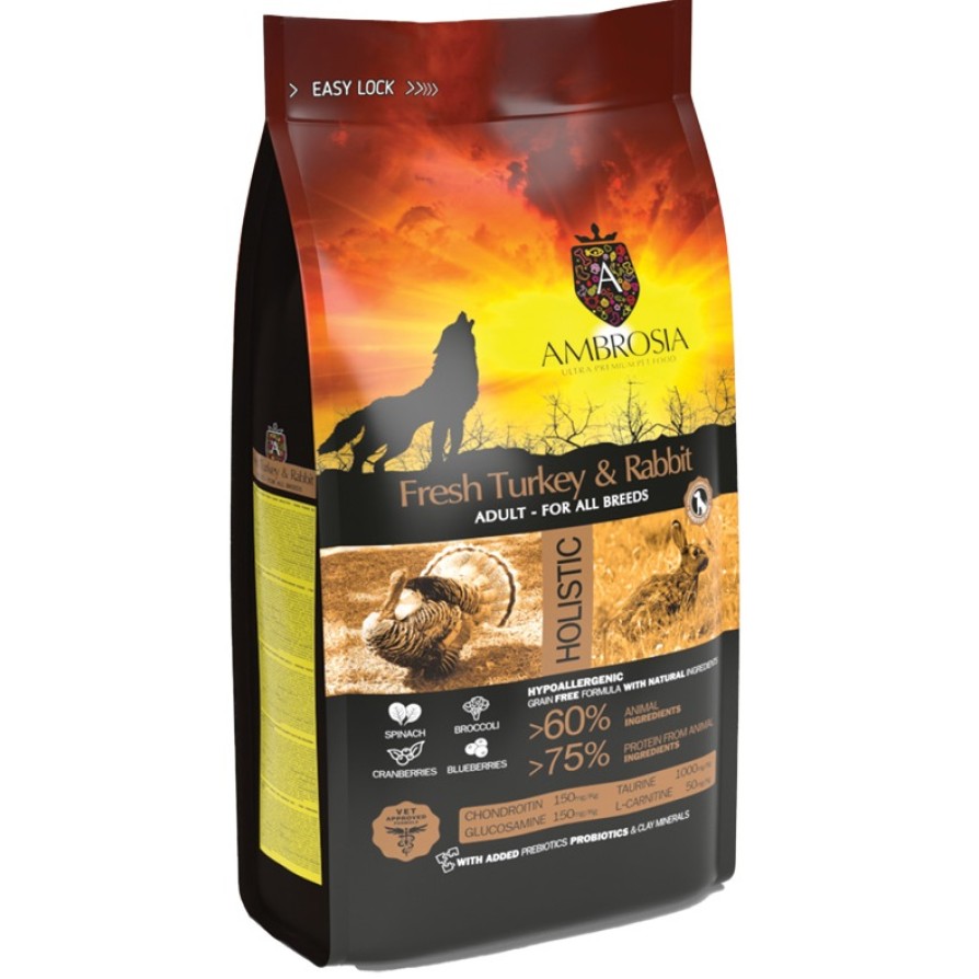 AMBROSIA GRAIN FREE ADULT SENSITIVE FRESH TURKEY & RABBIT AMBROSIA AMBROSIA GRAIN FREE ADULT SENSITIVE FRESH TURKEY & RABBIT AMBROSIA