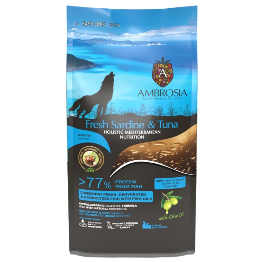 AMBROSIA MEDITERRANEAN GRAIN FREE ADULT FRESH SARDINE & TUNA ΣΚΥΛΟΣ
