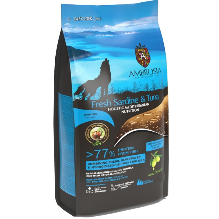 AMBROSIA MEDITERRANEAN GRAIN FREE ADULT FRESH SARDINE & TUNA ΣΚΥΛΟΣ