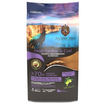 AMBROSIA MEDITERRANEAN GRAIN FREE SENIOR LIGHT & STERILIZED FRESH SARDINE & COD AMBROSIA MEDITERRANEAN GRAIN FREE SENIOR LIGHT & STERILIZED FRESH SARDINE & COD