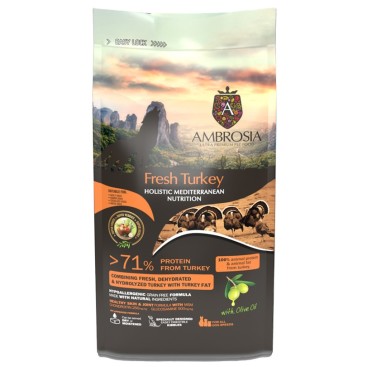 AMBROSIA MEDITERRANEAN GRAIN FREE SENIOR LIGHT & STERILIZED FRESH TURKEY