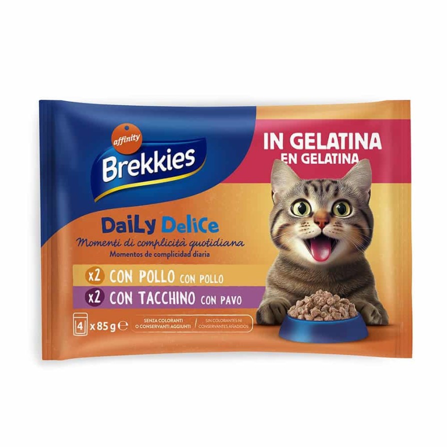 BREKKIES CAT ADULT CHICKEN & TURKEY ΣΕ ΖΕΛΕ (85gr x 4) 