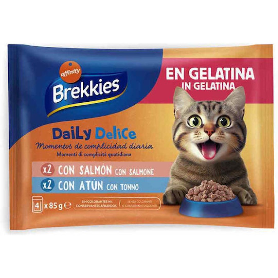 BREKKIES CAT ADULT SALMON & TUNA ΣΕ ΖΕΛΕ(85gr x 4) 