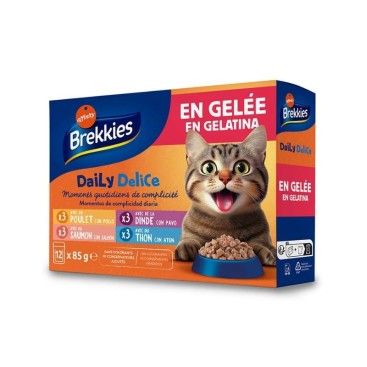 BREKKIES CAT ADULT MIX (CHICKEN/TURKEY/SALMON/TUNA) ΣΕ ΣΑΛΤΣΑ (85gr x 12)