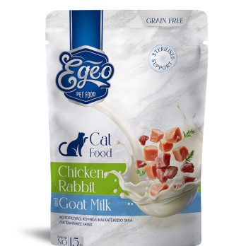 EGEO ADULT CAT ΜΕ ΚΟΤΟΠΟΥΛΟ & ΚΟΥΝΕΛΙ & ΚΑΤΣΙΚΙΣΙΟ ΓΑΛΑ POUCH 85gr
