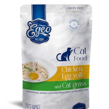 EGEO ADULT CAT ΜΕ ΚΟΤΟΠΟΥΛΟ & ΚΡΟΚΟΣ ΑΥΓΟΥ & CATNIP MOUSSE POUCH 85gr