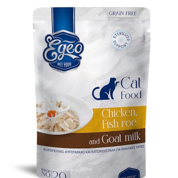 EGEO ADULT CAT ΜΕ ΚΟΤΟΠΟΥΛΟ & ΑΥΓΟΤΑΡΑΧΟ & ΚΑΤΣΙΚΙΣΙΟ ΓΑΛΑ MOUSSE POUCH 85gr