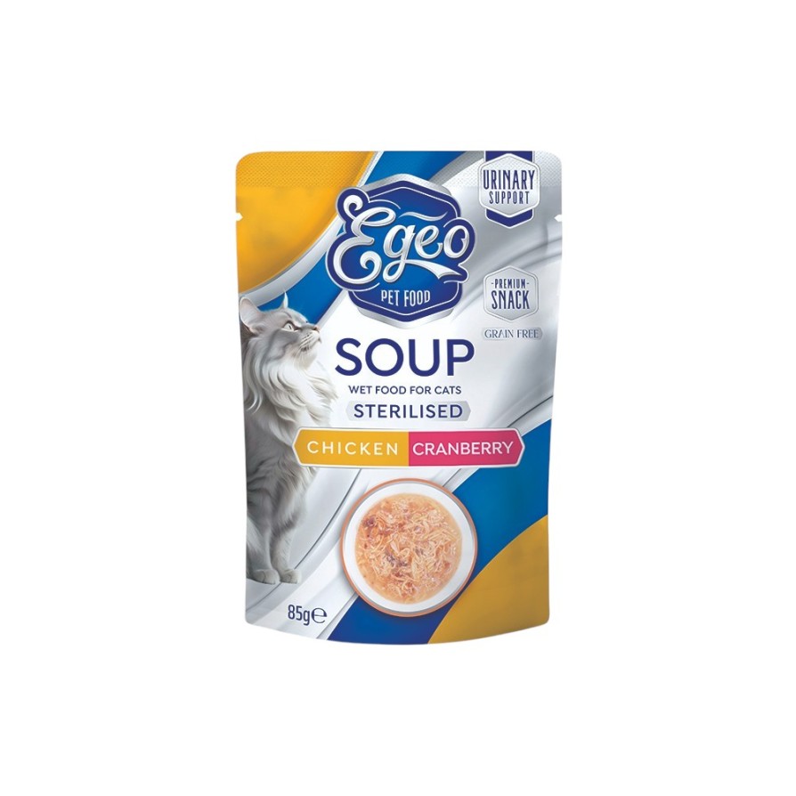 EGEO CAT SOUP STERILIZED CHIKEN & CRANBERRY 85gr ΓΑΤΑ