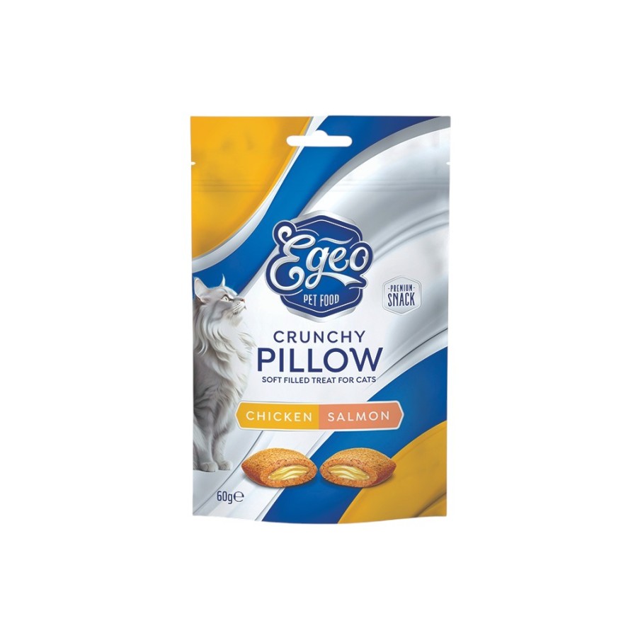 EGEO CAT CRUNCHY PILLOWS BAKED CHICKEN & SALMON 60gr EGEO