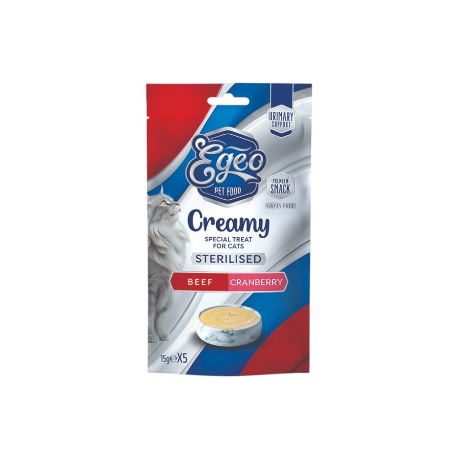EGEO CAT CREAMY STERILIZED CHICKEN BEEF & CRANBERRY 5x15gr ΓΑΤΑ
