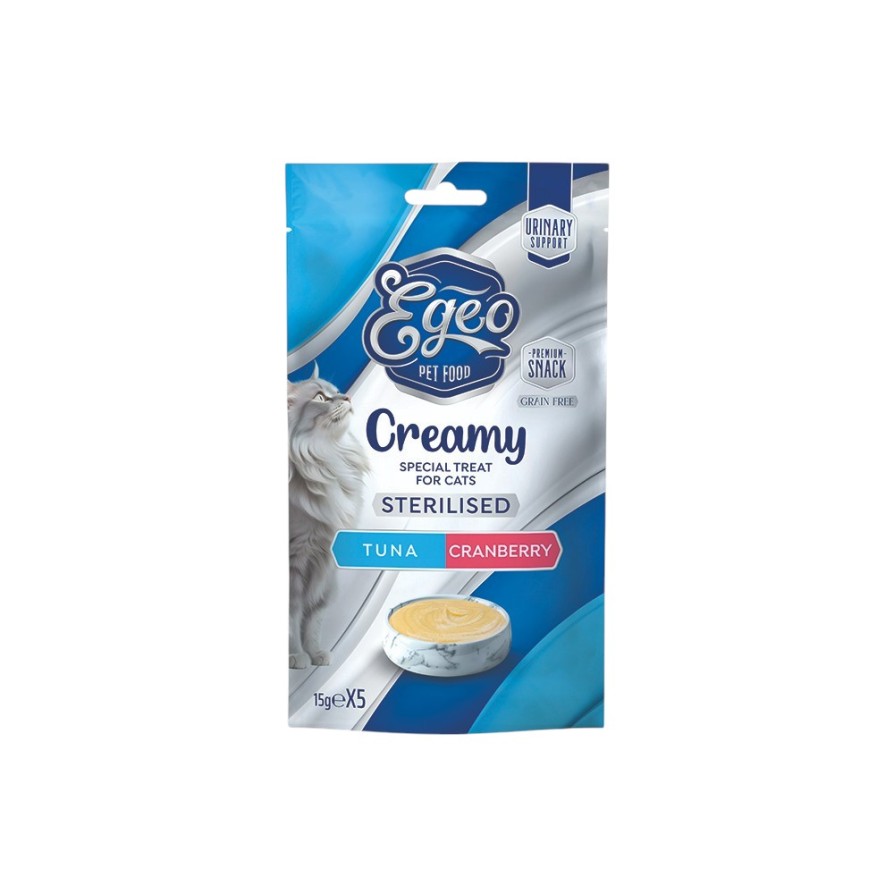 EGEO CAT CREAMY STERILIZED CHICKEN TUNA & CRANBERRY 5x15gr ΓΑΤΑ