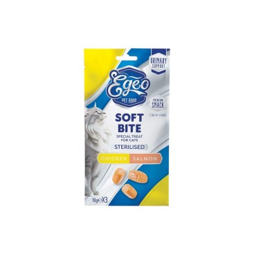 EGEO CAT SOFT BITES STERILIZED CHICKEN & SALMON 3x10gr