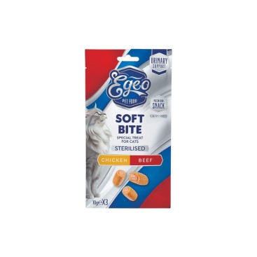 EGEO CAT SOFT BITES STERILIZED CHICKEN & BEEF 3x10gr