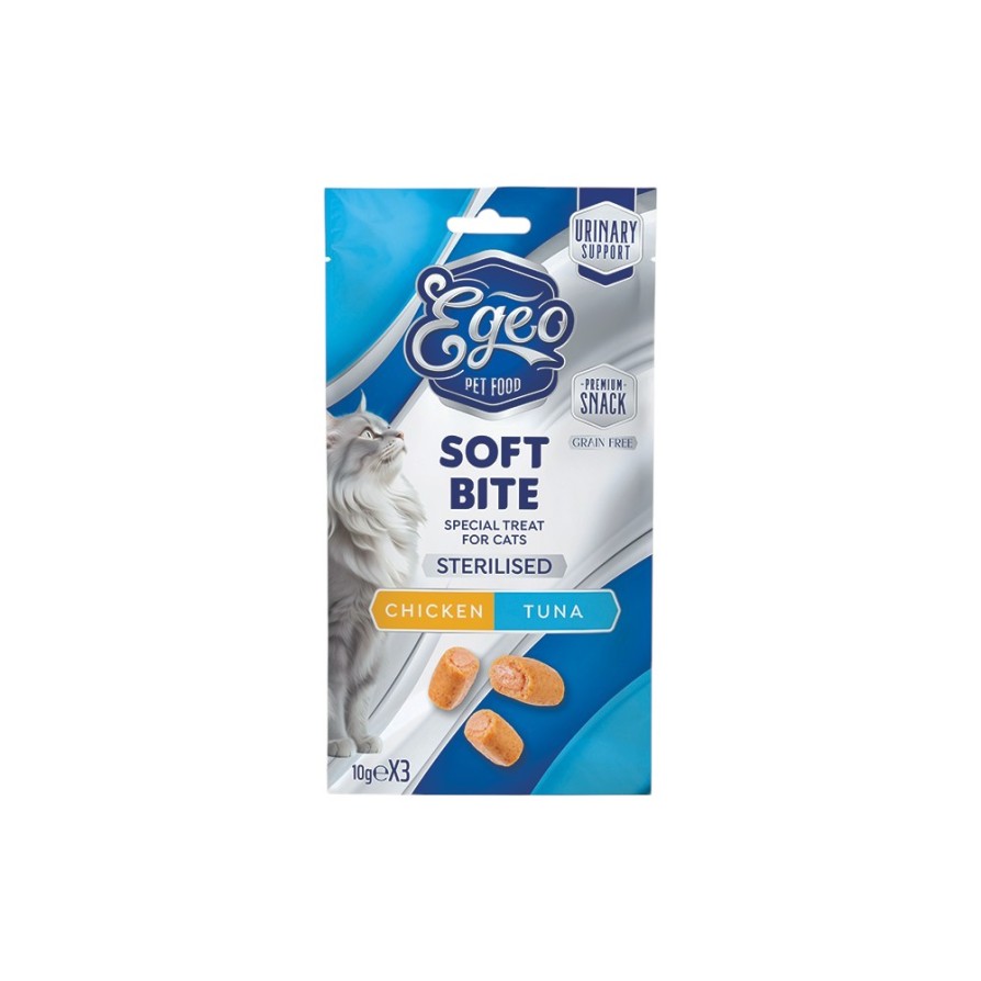 EGEO CAT SOFT BITES STERILIZED CHICKEN & TUNA 3x10gr EGEO