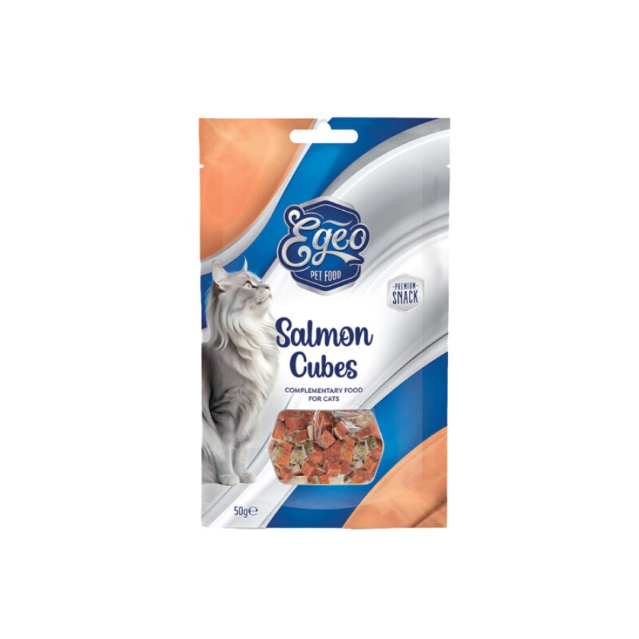 EGEO CAT SALMON CUBES WITH SKIN 50gr EGEO