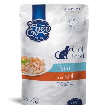 EGEO ADULT CAT ΜΕ ΤΟΝΟΣ & ΚΡΙΛ ΣΕ ΖΕΛΕ POUCH 85gr
