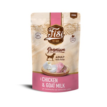 FISI ADULT DOG ΜΕ ΚΟΤΟΠΟΥΛΟ & ΚΑΤΣΙΚΙΣΙΟ ΓΑΛΑ ΣΕ ΣΑΛΤΣΑ POUCH 130gr