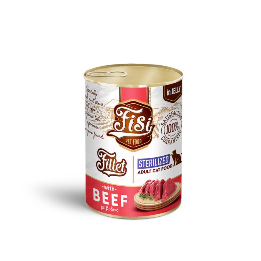 FISI FILLET CAT ADULT ΜΟΣΧΑΡΙ ΣΕ ΖΕΛΕ STERILIZED 400gr FISI