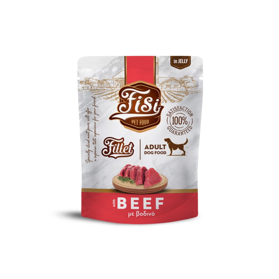 FISI FILLET ADULT DOG ΒΟΔΙΝΟ ΣΕ ΖΕΛΕ POUCH 500gr FISI