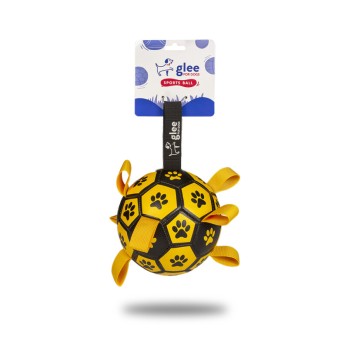 GLEE ΠΑΙΧΝΙΔΙ ΣΚΥΛΟΥ SOCCER BALL ΚΙΤΡΙΝΟ - ΜΑΥΡΟ M