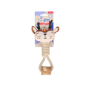 GLEE ΠΑΙΧΝΙΔΙ ΣΚΥΛΟΥ DEER TWISTED ROPE WITH COFFEE WOOD 25cm.