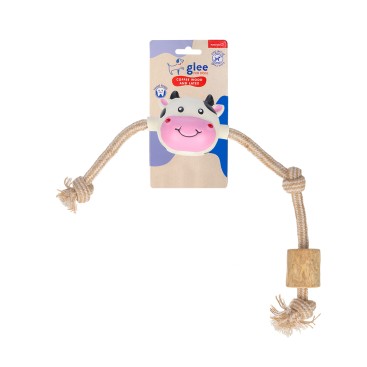 GLEE ΠΑΙΧΝΙΔΙ ΣΚΥΛΟΥ COW KNOTTED ROPE WITH COFFEE WOOD 33cm