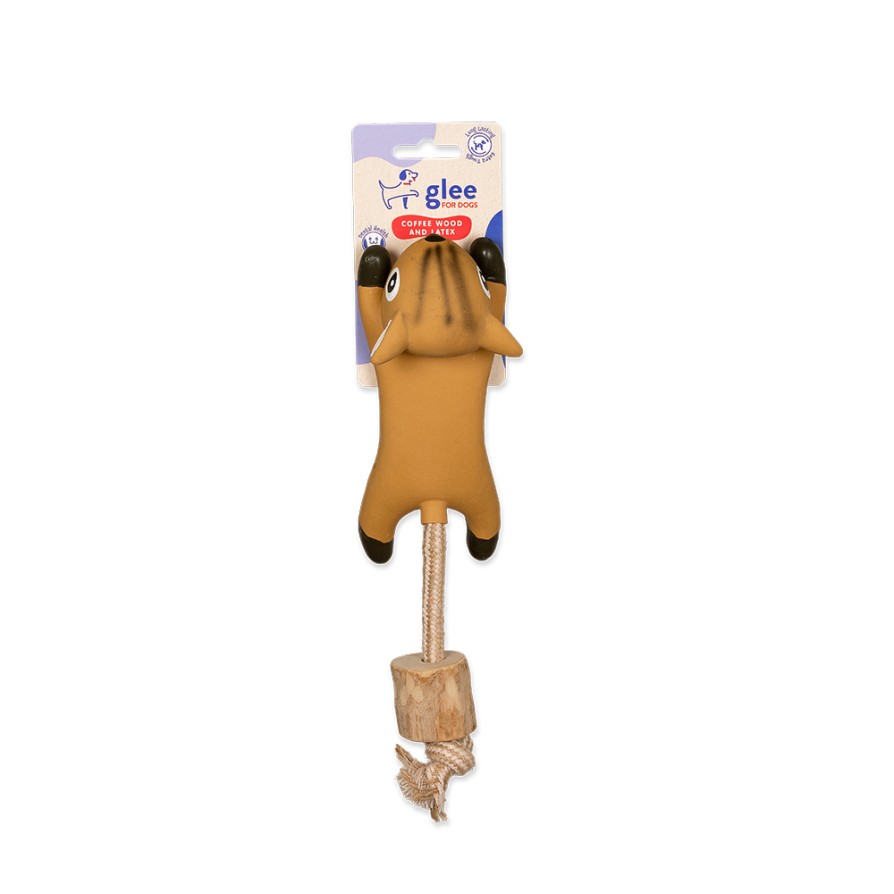 GLEE ΠΑΙΧΝΙΔΙ ΣΚΥΛΟΥ RUNNING LATEX SQUIRREL WITH COFFEE WOOD 30cm ΣΚΥΛΟΣ