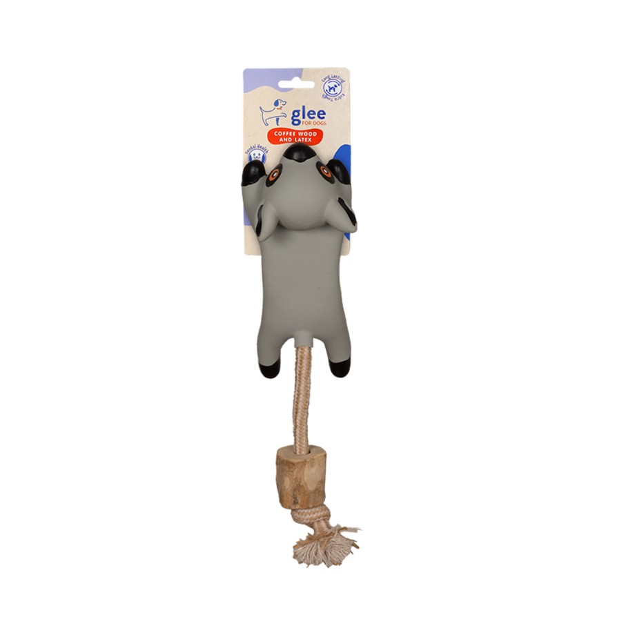 GLEE ΠΑΙΧΝΙΔΙ ΣΚΥΛΟΥ RUNNING LATEX RACCOON WITH COFFEE WOOD 30cm ΣΚΥΛΟΣ