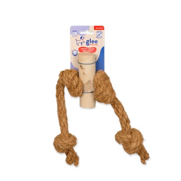 GLEE ΠΑΙΧΝΙΔΙ ΣΚΥΛΟΥ COFFEE WOOD STICK WITH COCO ROPE CHEW L 48cm