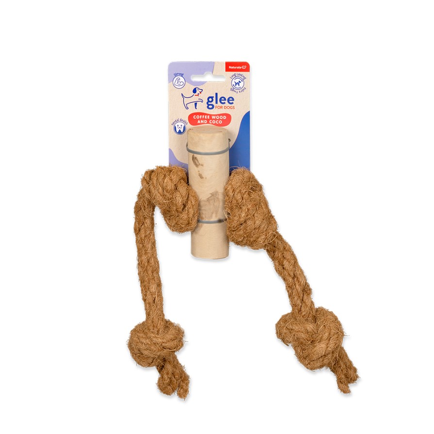 GLEE ΠΑΙΧΝΙΔΙ ΣΚΥΛΟΥ COFFEE WOOD STICK WITH COCO ROPE CHEW L 48cm ΣΚΥΛΟΣ