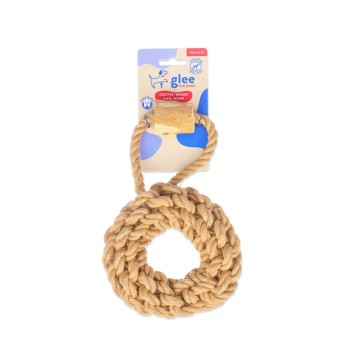 GLEE ΠΑΙΧΝΙΔΙ ΣΚΥΛΟΥ BRAIDED HEMP TYRE WITH COFFEE WOOD CHEW S 15cm