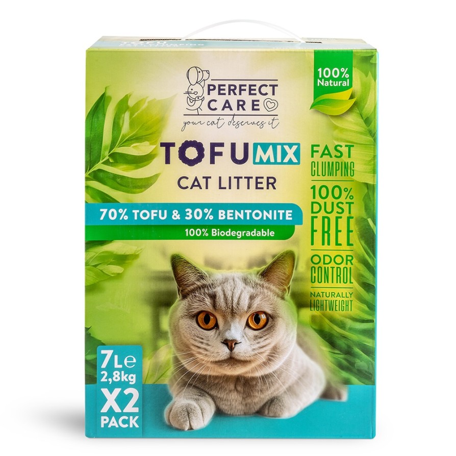 PERFECT CARE MIX TOFU CAT LITTER 70% TOFU 30% BENTONITE TOFU 14L (2 x 7L) PERFECT CARE