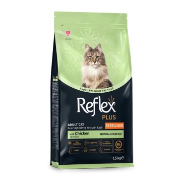 REFLEX PLUS CAT ADULT STERILISED με Κοτόπουλο 1,5KG