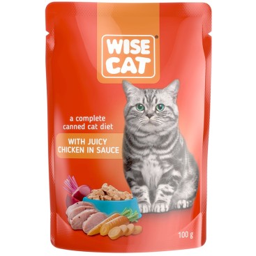 WISE CAT WITH JUICY CHICKEN IN SAUCE 100gr