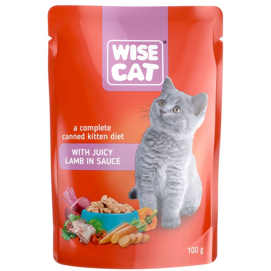 WISE CAT WITH JUICY LAMB IN SAUCE FOR KITTEN 100gr
