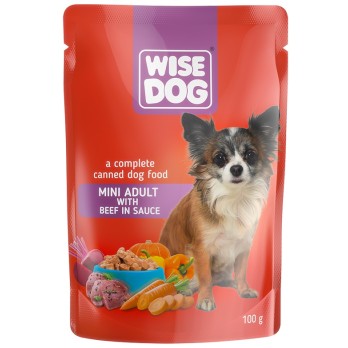 WISE DOG MINI ADULT WITH BEEF IN SAUCE 100gr