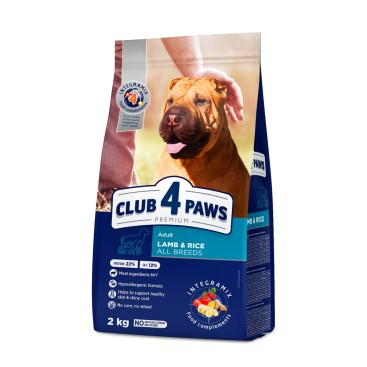 Club 4 Paws Dog Adult All Breeds Lamb&Rice 2kg