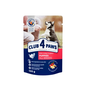 Club 4 Paws Puppies All Breeds Turkey in Gravy 100gr