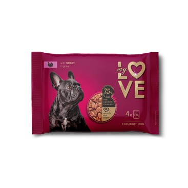 My Love Πολυσυσκευασία Wet Dog Adult Turkey 4x100gr