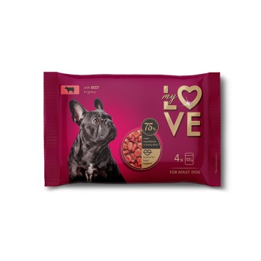 My Love Πολυσυσκευασία Wet Dog Adult Beef 4x100gr